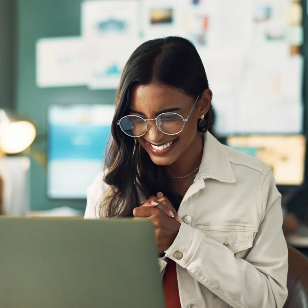 Marketer celebrating successful campaign results