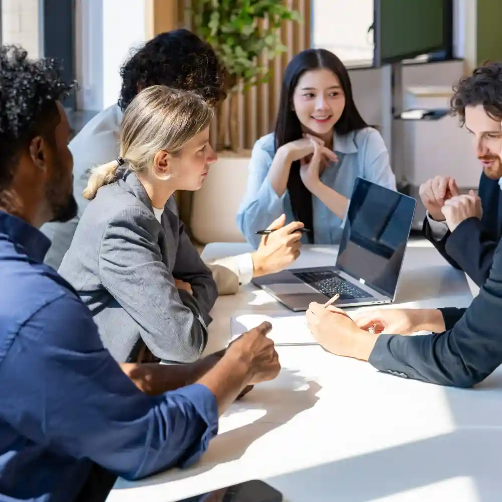 Marketing professional reviewing AI and technology systems